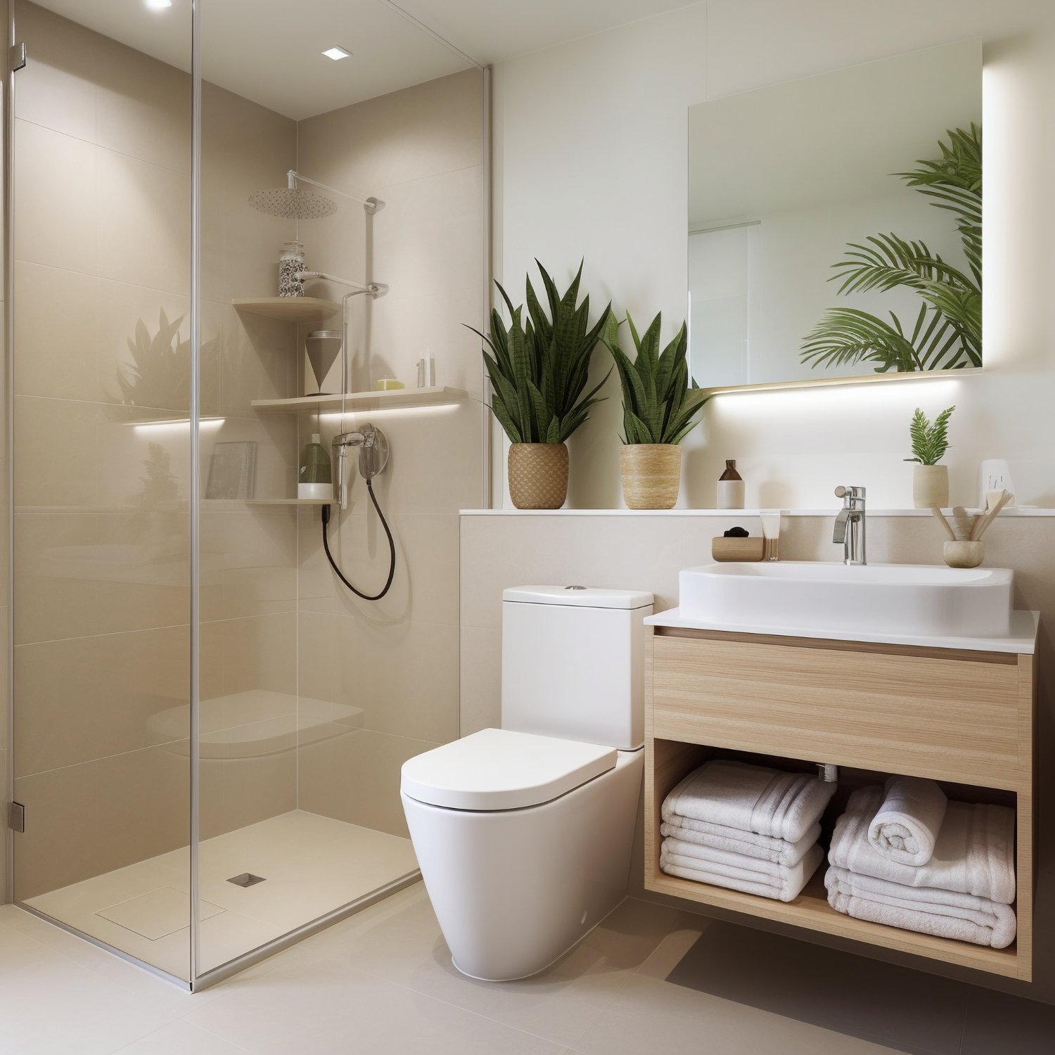 Warm minimal bathroom portfolio placeholder